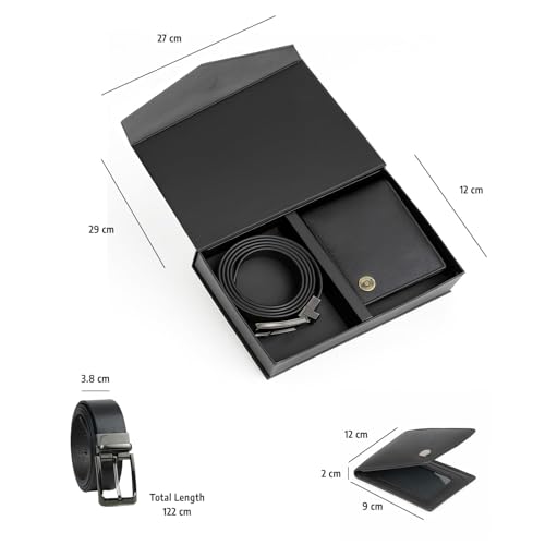 TRAVALATE Men’s Leather Belt & Wallet Combo | Reversible Black & Brown Belt with Premium Leather Wallet | Stylish Gift Set for Men | Formal & Casual Use - Image 4