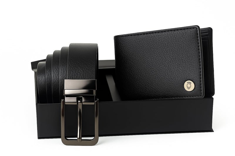 TRAVALATE Men’s Leather Belt & Wallet Combo | Reversible Black & Brown Belt with Premium Leather Wallet | Stylish Gift Set for Men | Formal & Casual Use - Image 1