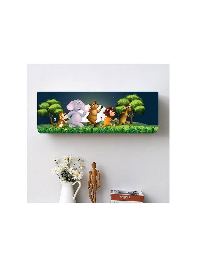 DARSHANAM WORLD Polyester Dolphin Printed Dust Cover Folding Designer Ac Cover For Indoor Split Ac 1 Ton (White, 91 X 31 X 21Cm)(Green) - Image 3