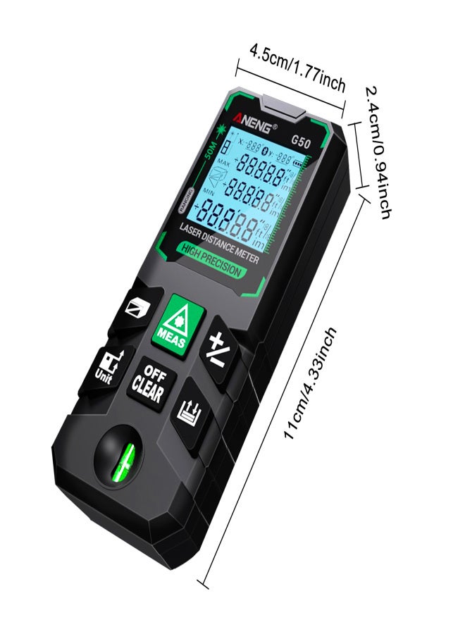 ANENG G50 Smart High-Precision Rangefinder Green Distance Meter 30 Set of Data Storage Autonomous Calibration Multi-function Tool - Image 2