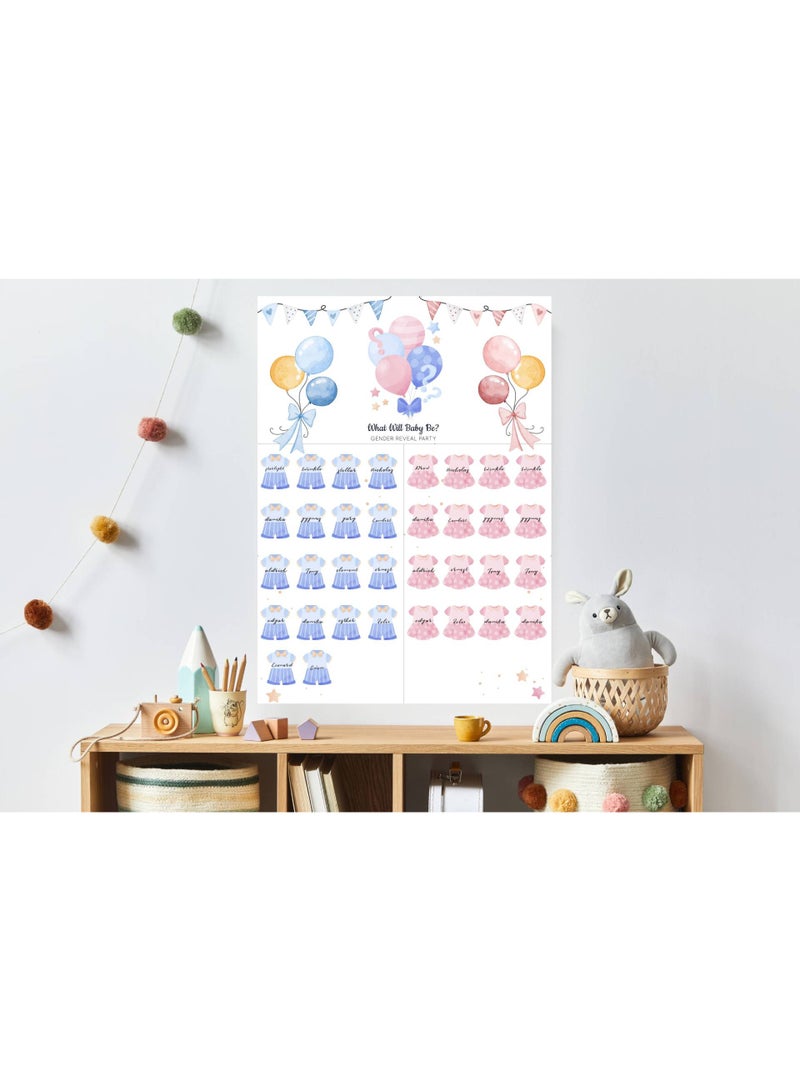 Baby Gender Reveal Board with Stickers Baby Shower Party Voting Poster Games Kit Boy or Girl - Image 4