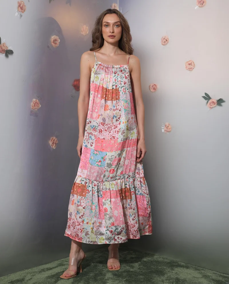 ريريزم Women's Floral Patch Print Maxi Dress