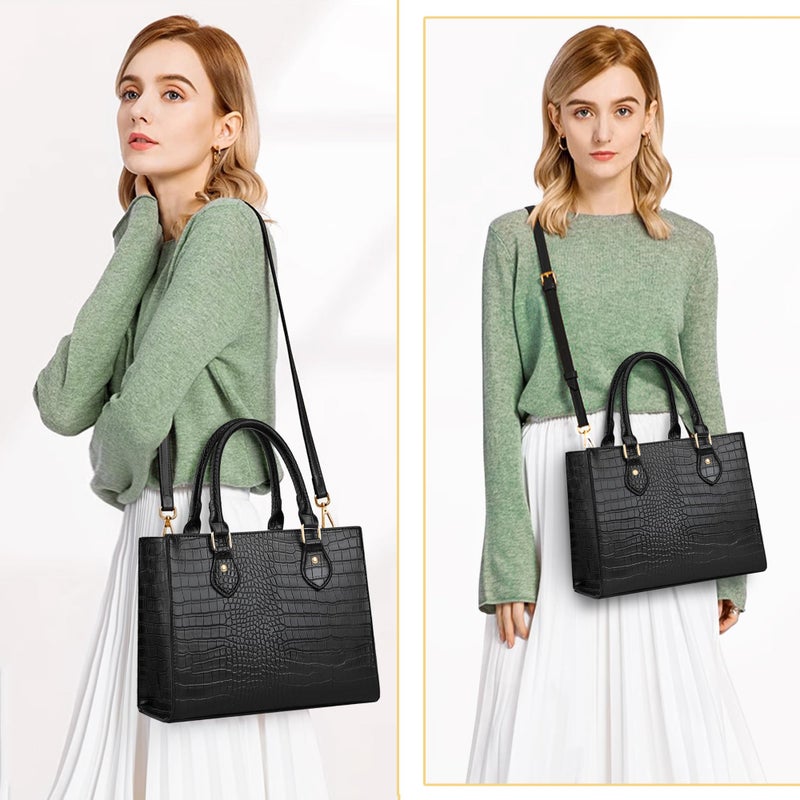 CHICAROUSAL Crossbody Purses and Handbags for Women PU Leather Tote Top Handle Satchel Shoulder Bags (Stw Black) - Image 2