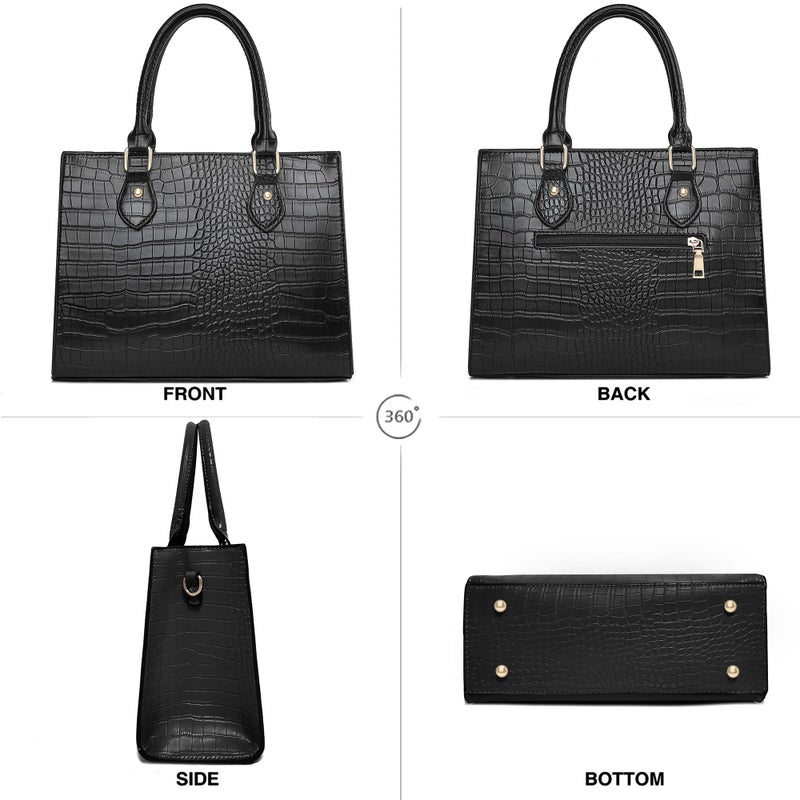 CHICAROUSAL Crossbody Purses and Handbags for Women PU Leather Tote Top Handle Satchel Shoulder Bags (Stw Black) - Image 4