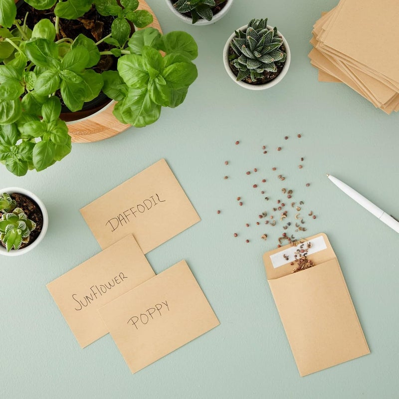 Juvale Juvale 100 Pack Small Seed Saving Envelopes  45x325 Blank Brown Small Paper Envelopes for Seeds Stamps and Mini Parts Storage  - Image 3