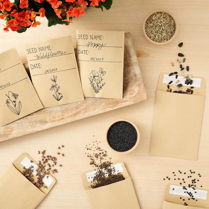 Juvale Juvale 100 Pack Small Seed Saving Envelopes  45x325 Blank Brown Small Paper Envelopes for Seeds Stamps and Mini Parts Storage  - Image 2
