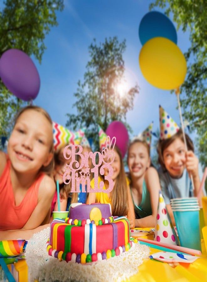 Ephlyn 1Pcs Happy 13th Birthday Cake Topper, Officially Teenager 13 Cake Decor, Bro I'm 13 Cake Decoration, Teens Funny 13th Birthday Party Decorations Supplies Pink - Image 4