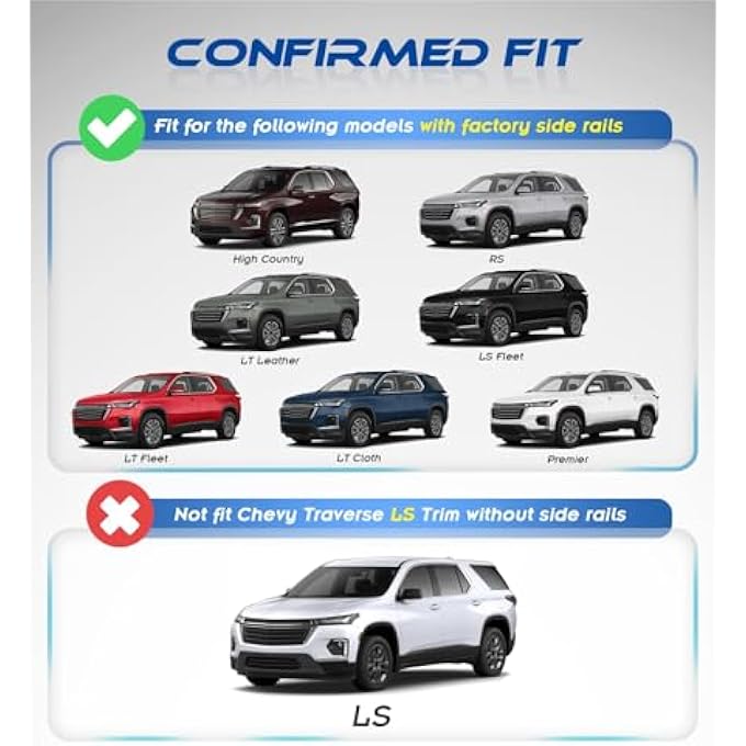 rayihni Heavy Duty 220LBS Cross Bars Roof Racks for 2022 2023 Chevy Chevrolet Traverse All Aluminum Cross Rails for Canoe, Kayak, and Bike - Image 3