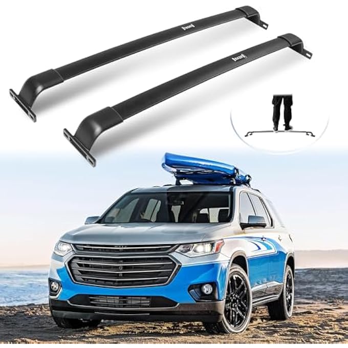 rayihni Heavy Duty 220LBS Cross Bars Roof Racks for 2022 2023 Chevy Chevrolet Traverse All Aluminum Cross Rails for Canoe, Kayak, and Bike - Image 1