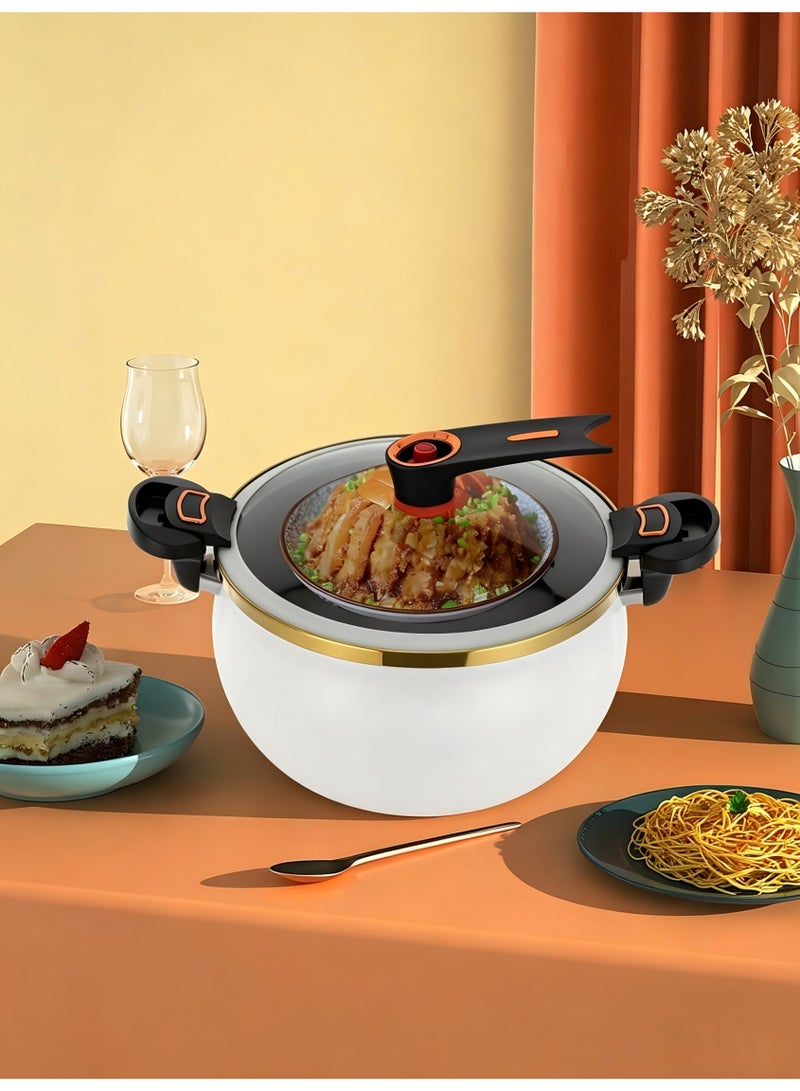 Micro Pressure Cooker, 7L Non Stick Microwave Kitchenware Multi-Function Micropressure Round Cooking Pot Induction Cooker Vertical Stewpot with Twist Lock Handles for Homes Restaurants Hotels - Image 4