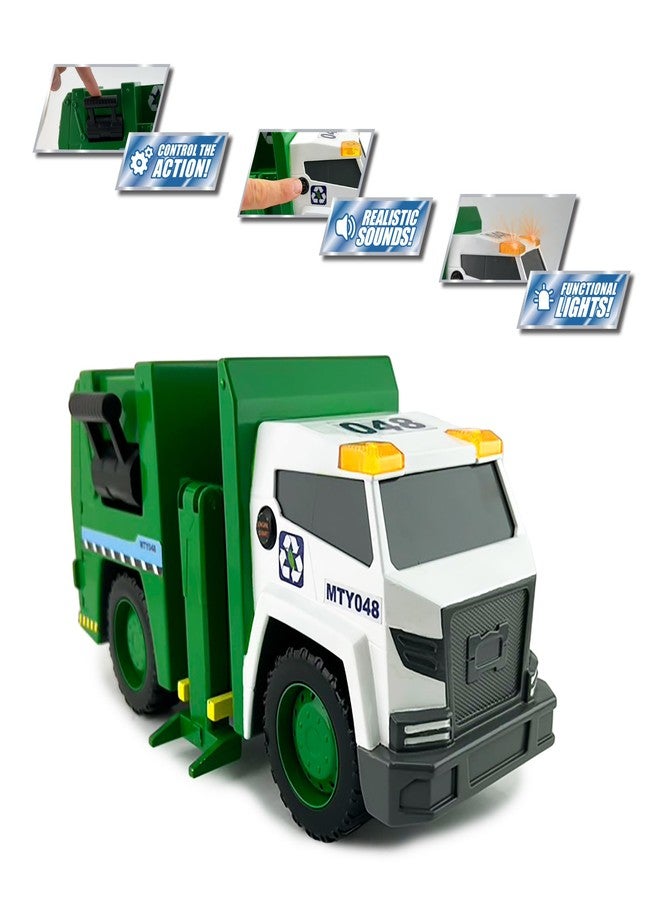 Mighty Fleet Power Movers 15" Interactive Garbage Truck Toy - Motion Drive Technology, Lights & Sounds, Motorized Trash Collection, Realistic Design, Batteries Included - Ages 3+ - Image 2