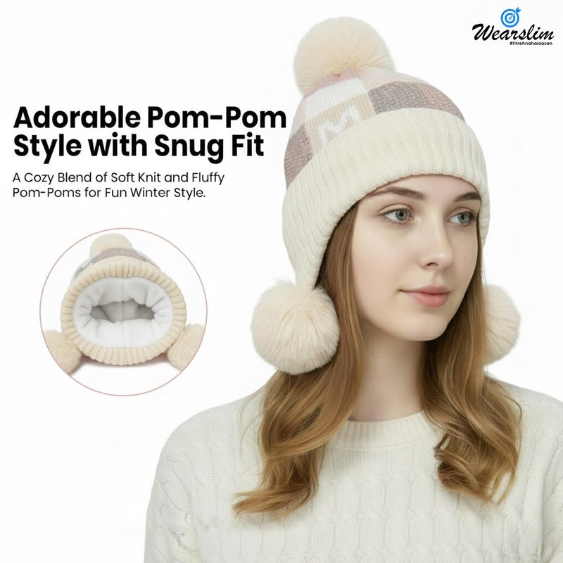 Wearslim ® Warm Knit Hats, Skull Cap with Neck Warmer Winter Wear Beanie Hats Scarf Set for Men and Women - Image 5