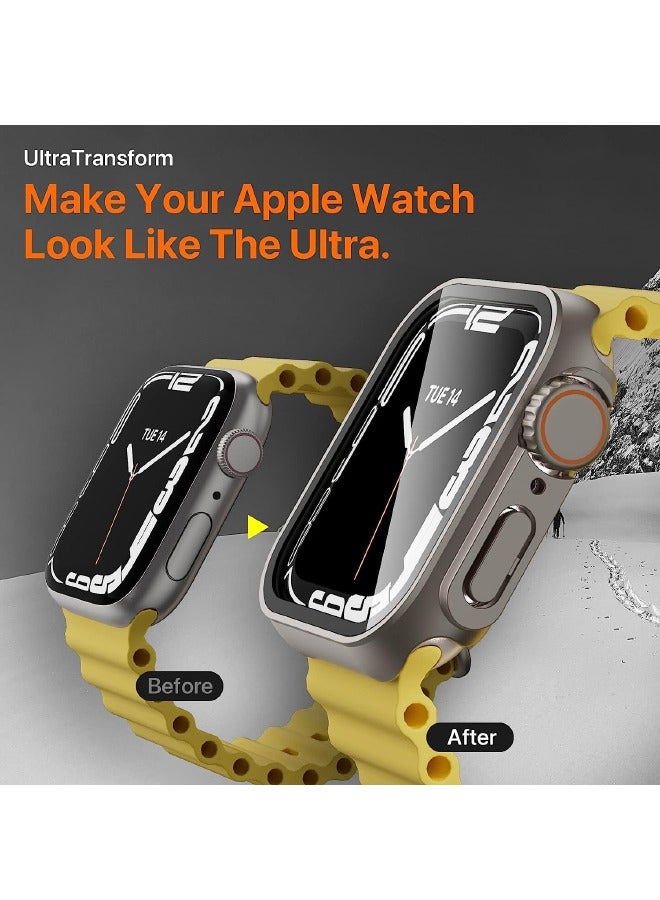 متوافق مع حافظة Apple Watch Series 7/8/9 مقاس 45 مم مع واقي شاشة من الزجاج المقوى، غطاء حافظة مقاوم للماء بتصميم فريد من نوعه من البولي كربونات، ملحقات تغطية كاملة لساعة iWatch 7/8/9 مقاس 45 مم - Image 2