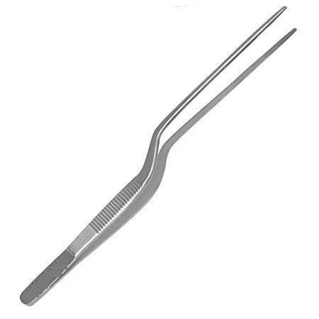 NJ Culinary Tweezer 8 Inches, Food Tweezer, Stainless Steel Bayonet Forceps Precision Tongs with Offset Fine Tip - 1 Pc. - Image 2
