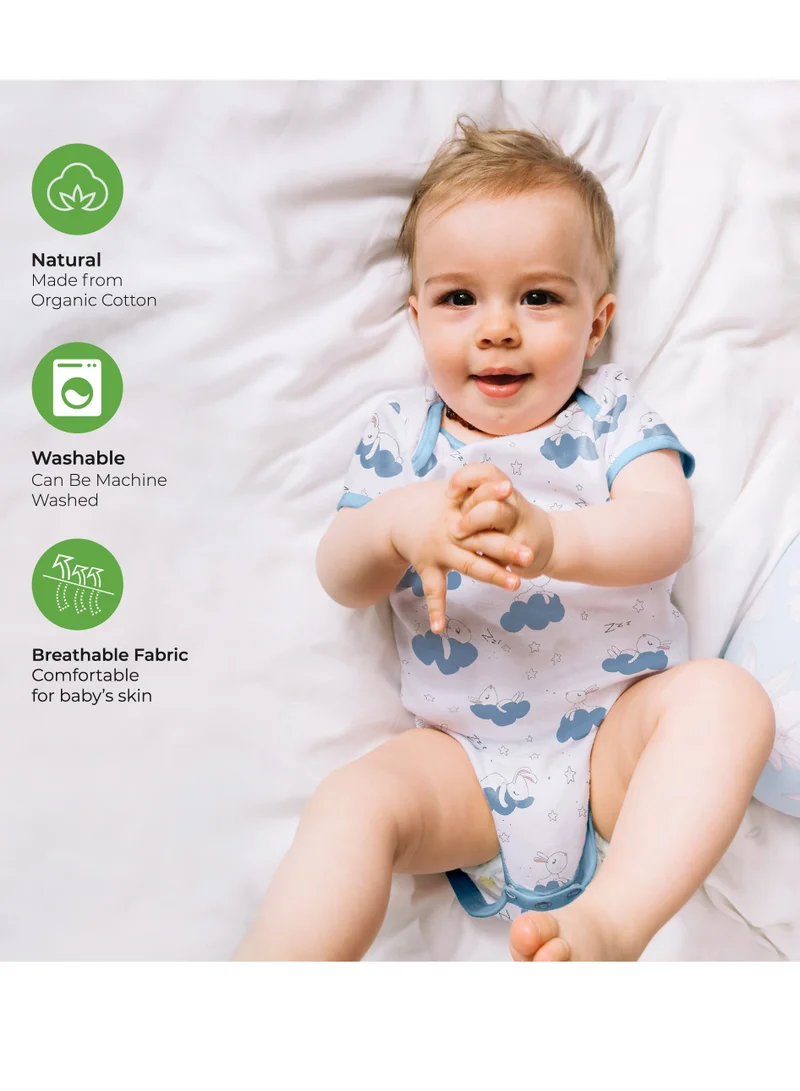 Moon Organic Baby Body Suit Set Of 5 For Boys For 6-9 Months Blue