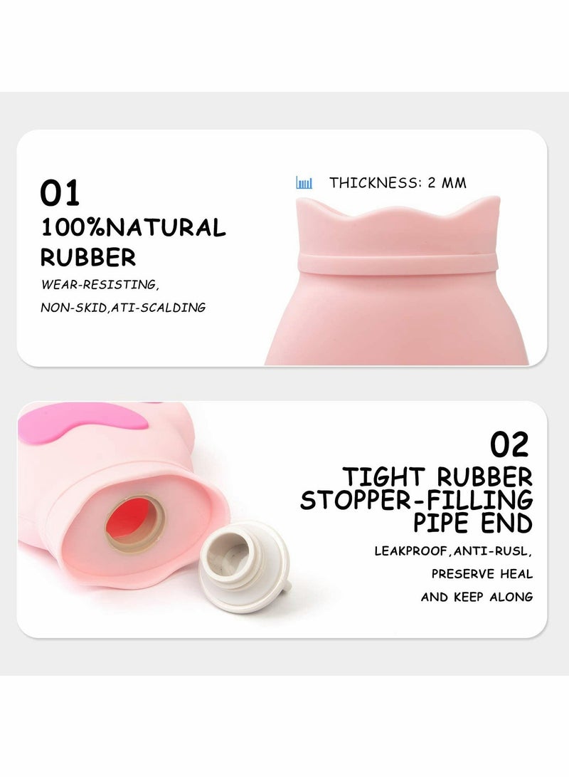 SYOSI Hot Water Bottle with Cover, Cute Cat's Claw Shaped,Rubber - Heat Therapy,Cold Therapy for Cramps, Pain Relief, Arthritis, Menstrual Cramps,Aches and Pains,Gifts for Women Men,350ML (Pink) - Image 3