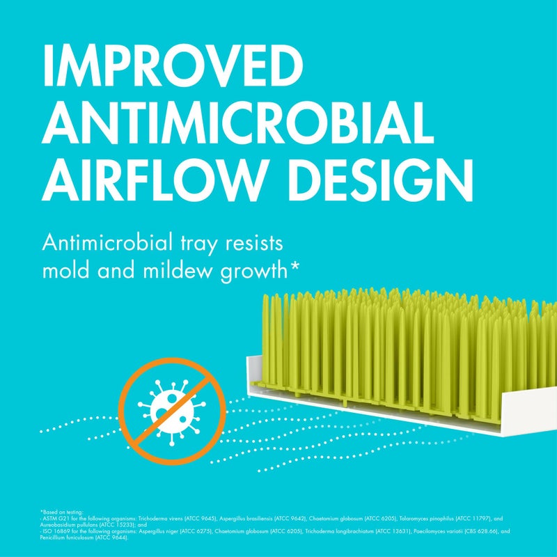 Boon Lawn Countertop Baby Bottle Drying Rack with Antimicrobial Tray - Spring Green - Bottle Rack and Organizer - Baby Feeding Essentials - 13.5 x 11 x 2.5 - 1 Count - Image 3