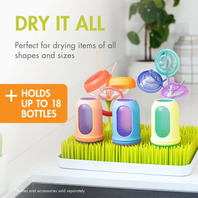 Boon Lawn Countertop Baby Bottle Drying Rack with Antimicrobial Tray - Spring Green - Bottle Rack and Organizer - Baby Feeding Essentials - 13.5 x 11 x 2.5 - 1 Count - Image 2