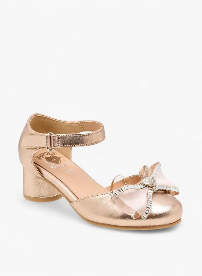 بابلوسكي Girls' Bow Embellished Sandals With Hook And Loop Closure