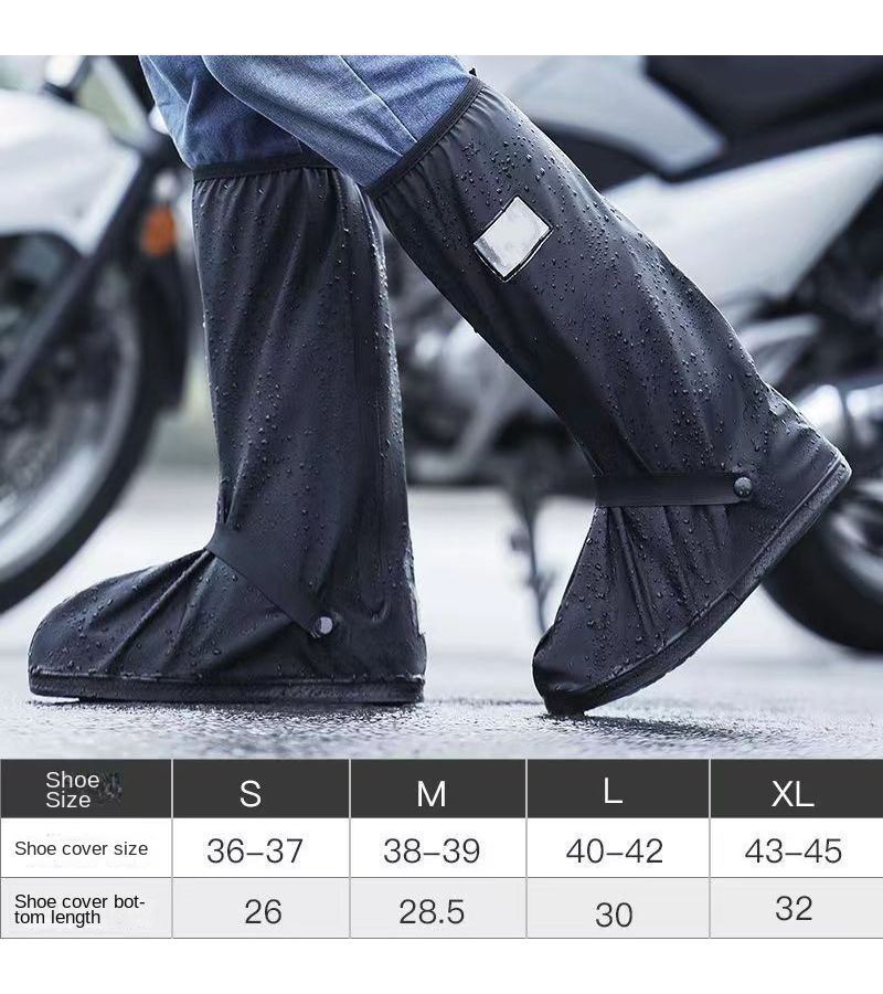 Knight Black Tall Rain Boot Covers Anti Slip for Men Women - Image 2