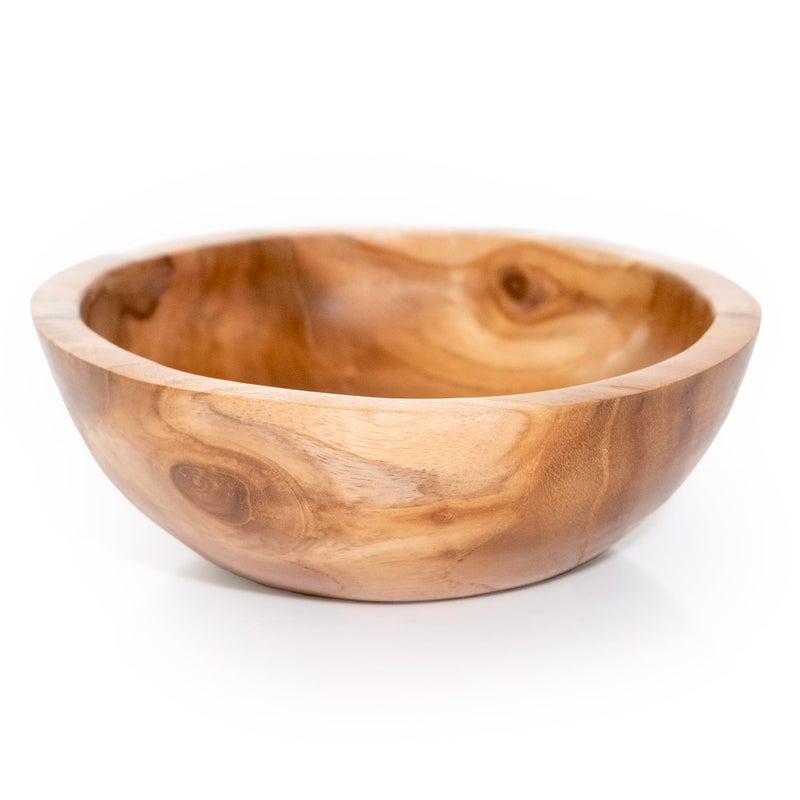 ANDALUCA Hand Carved Teak Wood Mini Decorative Round Small Bowl 6 Diameter