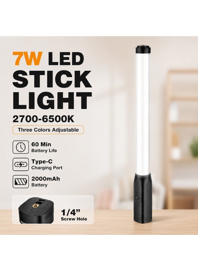 لاكوز مصباح LED قابل لإعادة الشحن، مزود بخاصية تعديل درجة حرارة اللون، بقوة 7 واط، محمول باليد، مزود بمنفذ شحن من النوع C، وبطارية بسعة 2000 مللي أمبير، مثالي للتصوير الفوتوغرافي وتسجيل الفيديو والمكياج. - Image 2