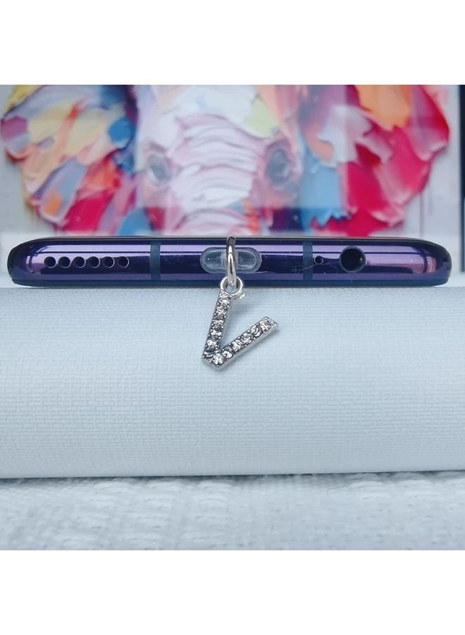 Type C Diamond Letter V Phone Dust Plug Exquisite Ornament Ideal Gift - Image 1