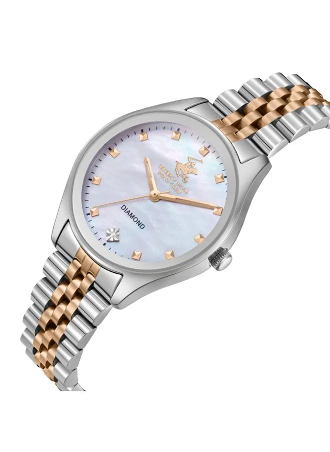 BEVERLY HILLS POLO CLUB BEVERLY HILLS POLO CLUB BP3657C.520 Women's Analog Display Watch & Metal Strap Silver/Rose Gold