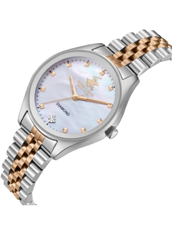 BEVERLY HILLS POLO CLUB BEVERLY HILLS POLO CLUB BP3657C.520 Women Analog Display Watch & Metal Strap Silver/Rose Gold