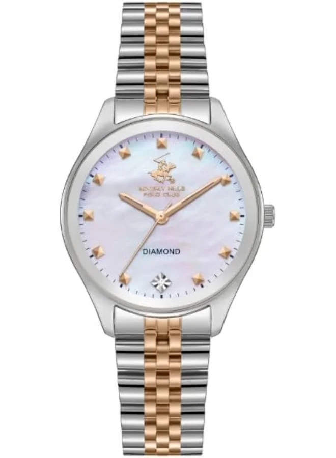 BEVERLY HILLS POLO CLUB BEVERLY HILLS POLO CLUB BP3657C.520 Women Analog Display Watch & Metal Strap Silver/Rose Gold