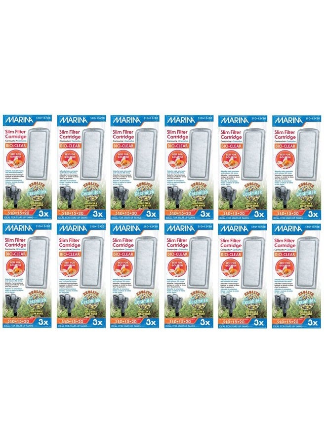 Marina Slim Filter Zeolite Plus Ceramic Cartridge for Aquarium, 3 count (12 Pack)