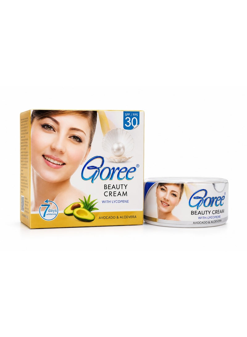 Goree Beauty Cream with Lycopene, Avocado & Aloe Vera, Moisturizing Face Cream, SPF30 Protection - Image 1