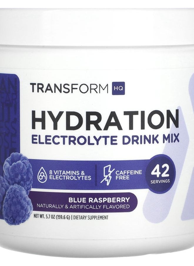 TransformHQ Hydration Electrolyte Drink Mix Caffeine Free Blue Raspberry 5.7 oz (159.6 g) 