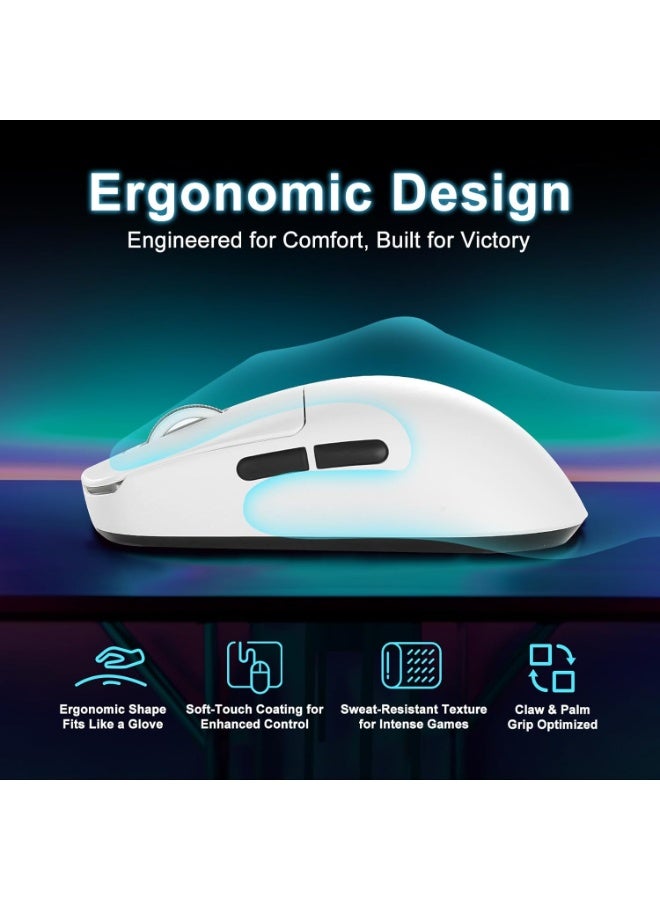 في اكس اي R1 SE+ Wireless Gaming Mouse, 18000 DPI, High-Precision PAW3395SE Sensor,55g Lightweight,Three Connection Modes Mouse, Programmable Ergonomic Mouse Suitable for Laptops/PC/Mac - Image 5