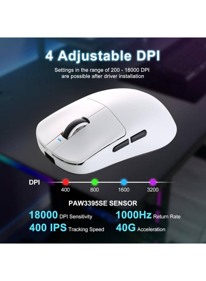 في اكس اي R1 SE+ Wireless Gaming Mouse, 18000 DPI, High-Precision PAW3395SE Sensor,55g Lightweight,Three Connection Modes Mouse, Programmable Ergonomic Mouse Suitable for Laptops/PC/Mac - Image 2