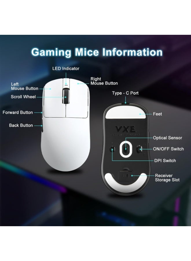 في اكس اي R1 SE+ Wireless Gaming Mouse, 18000 DPI, High-Precision PAW3395SE Sensor,55g Lightweight,Three Connection Modes Mouse, Programmable Ergonomic Mouse Suitable for Laptops/PC/Mac - Image 3