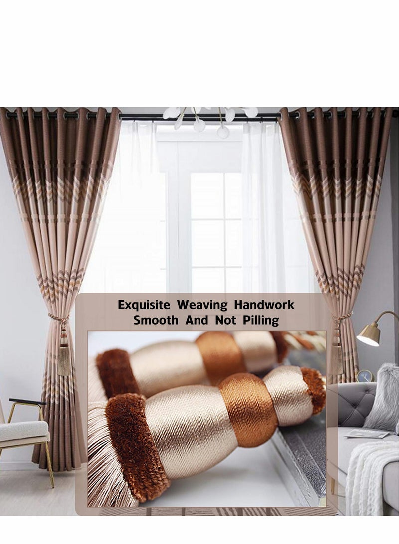 SYOSI 1 زوج من أربطة الستائر بالتبزير، زخرفة منزلية خيوط مجدولة يدويًا، مشابك إكسسوارات لجميع الستائر (كاكي) - Image 3