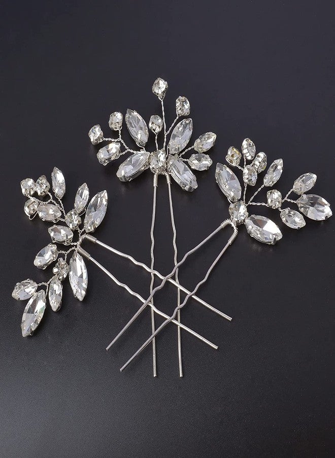 Shidara إكسسوارات شعر العروس من شيدارا، قطع شعر زفاف كريستالية من بيوسولوفر، دبابيس شعر زفاف مرصعة بأحجار الراين مصنوعة يدويًا للنساء | متعددة الألوان | 3 قطع - Image 1