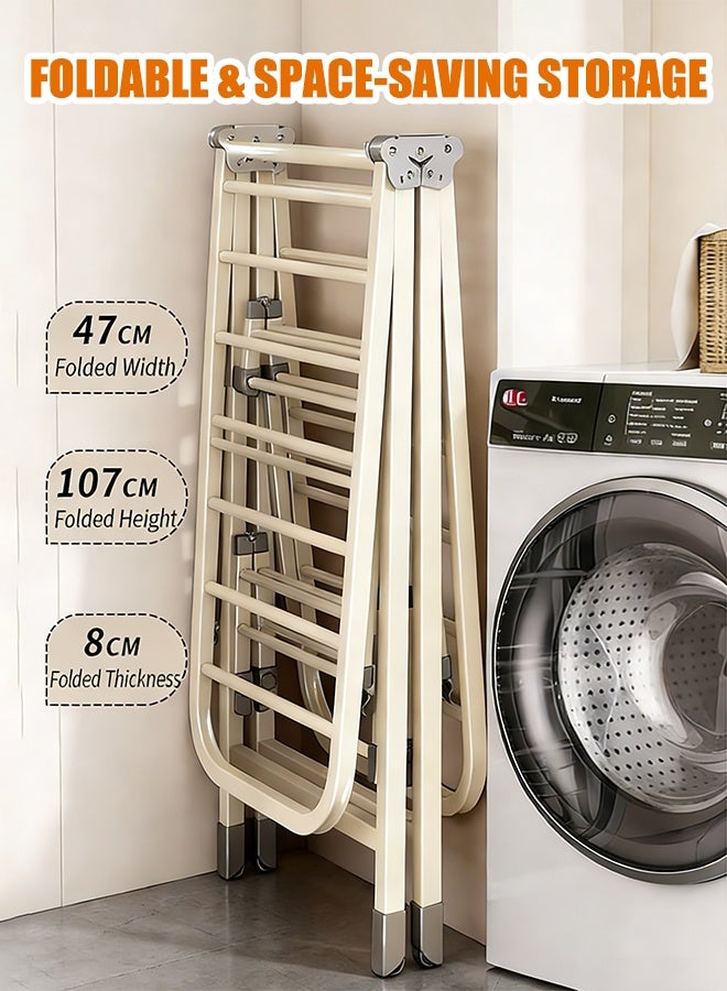 TaqwaMart Folding Clothes Rack with 4 Shoe Racks, Foldable Three-tier Clothes Rack, Independent Clothes Rack, 3-level Height Adjustment, Windproof, Suitable for Both Indoor and Outdoor Use, 170cm. - Image 3