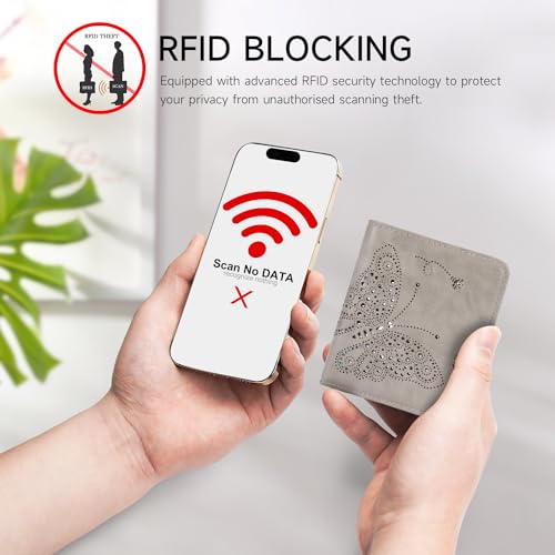 KITEVIUN Small RFID Wallet Women Ultra Thin Slim Womens Wallet Mini Compact Bifold Pocket Ladies Wallets for Women GRAY - Image 5
