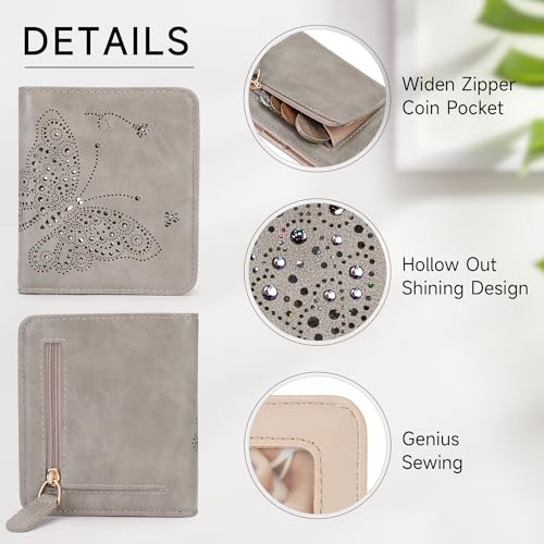 KITEVIUN Small RFID Wallet Women Ultra Thin Slim Womens Wallet Mini Compact Bifold Pocket Ladies Wallets for Women GRAY - Image 4