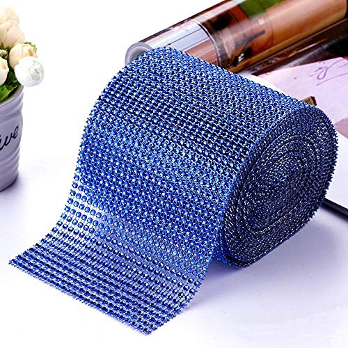First to act tactical Diamond Rhinestone Mesh Ribbon Supreme Quality Sparkling Bling Wrap Ribbon Bulk DIY Roll for Arts Crafts Party Decorations 24 Rows 1 Roll Sky Blue 475in x 10yards