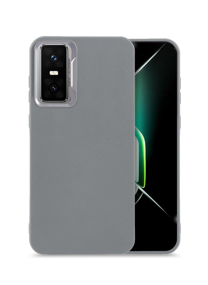 Wtech Infinix GT 30 Pro 5G 2025 Anti-fingerprint Luxury Soft Leather PU Back Cover Protective Shield Case Cover (MCFLSN) - Grey - Image 1