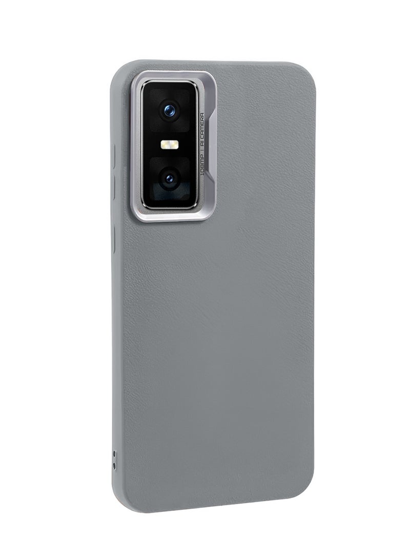 Wtech Infinix GT 30 Pro 5G 2025 Anti-fingerprint Luxury Soft Leather PU Back Cover Protective Shield Case Cover (MCFLSN) - Grey - Image 2