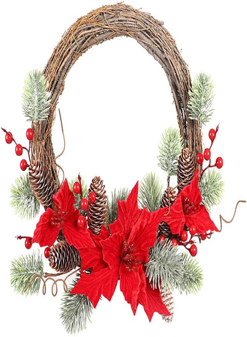 جي جوت إكليل زهور اصطناعية لعيد الميلاد من إكليل توت الصنوبر للزينة المعلقة لعيد الميلاد وزينة الحائط والباب المنزلي وزهرة عيد الميلاد - Image 1