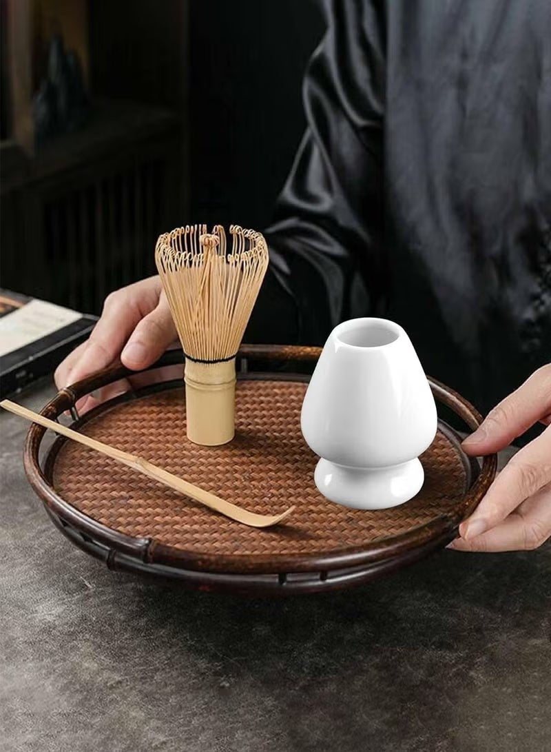Satinior Traditional Matcha Tool, Bamboo Matcha Set with Tea Whisk, Hooked Scoop and Ceramic Whisk Holder, Perfect Matcha Kit for Matcha Tea Ceremony (White) - Image 3