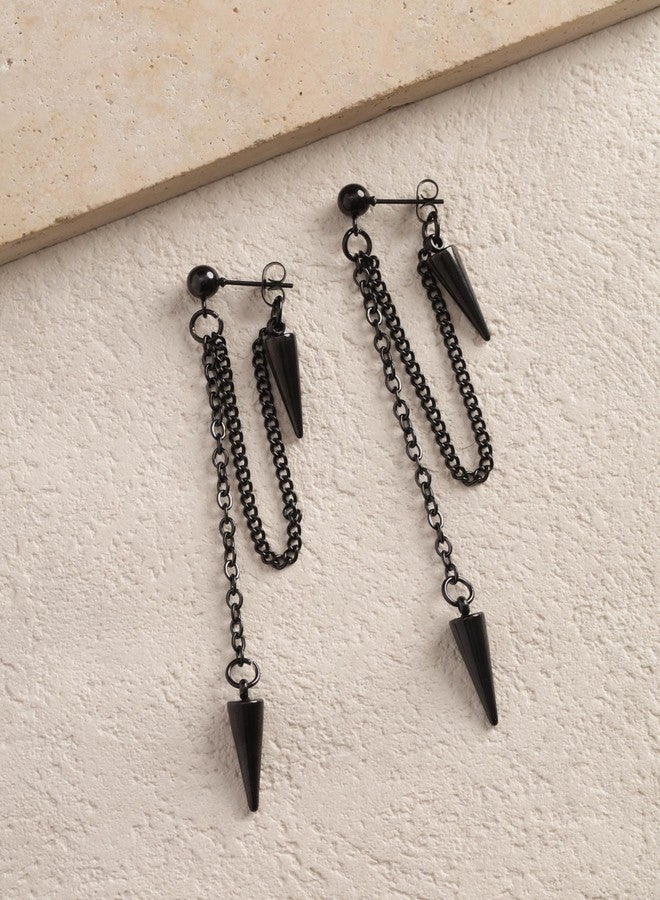 Sacina Black Spike Chain Dangle Earrings, Gothic Emo Punk Grunge Earrings, Goth Jewelry, Christmas Jewelry Gift For Women - Image 5