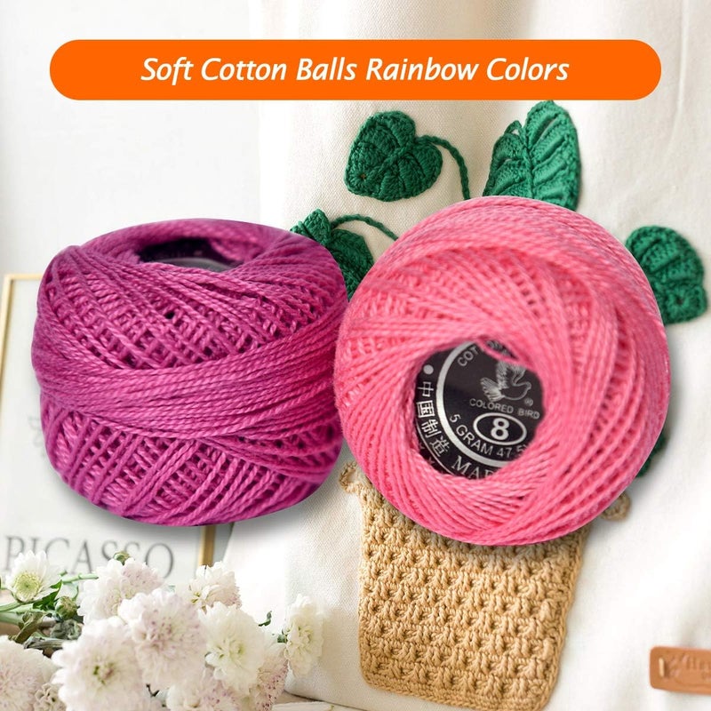 colored bird Crochet Thread 10 Balls Cardinal Size 8 for Crochet Hardanger Cross Stitch Needlepoint Hand Embroidery (Pink Series) - Image 5