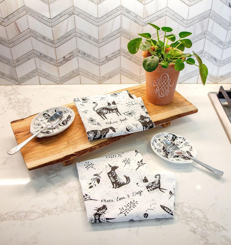 Karma Gifts, B&W Ceramic Spoon Rest, Mushroom - Image 4