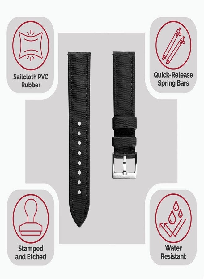 WatchGecko Atlas Sailcloth Waterproof Watch Strap - Quick-Release Spring Bars, Brushed Stainless-Steel Buckle, 18mm-22mm Sizes, 5 Colour Options - Durable & Comfortable - 18mm, 19mm, 20mm, 21mm, 22mm - Image 2
